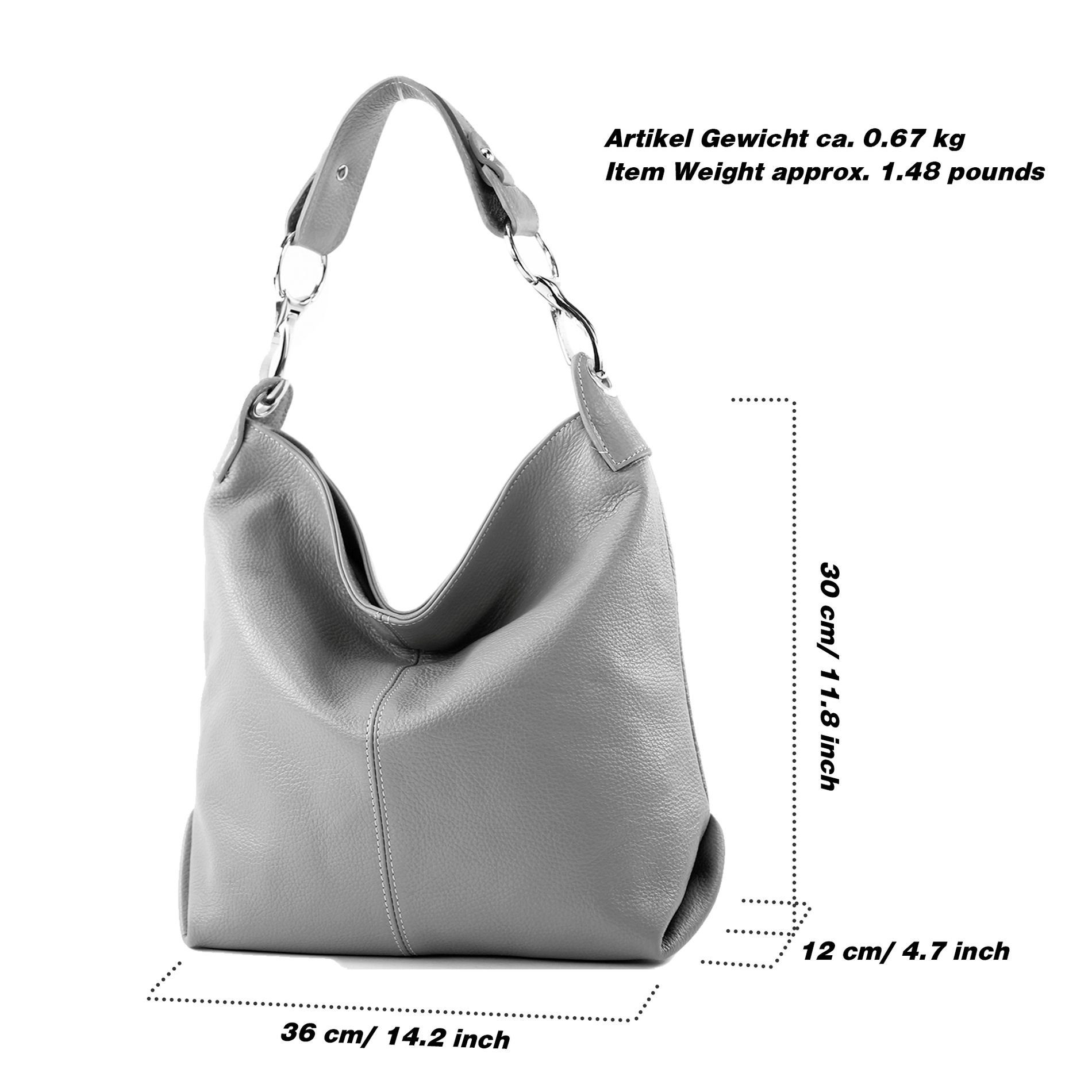 modamoda de Schultertasche T168v8, Echtleder Handmade in Italy