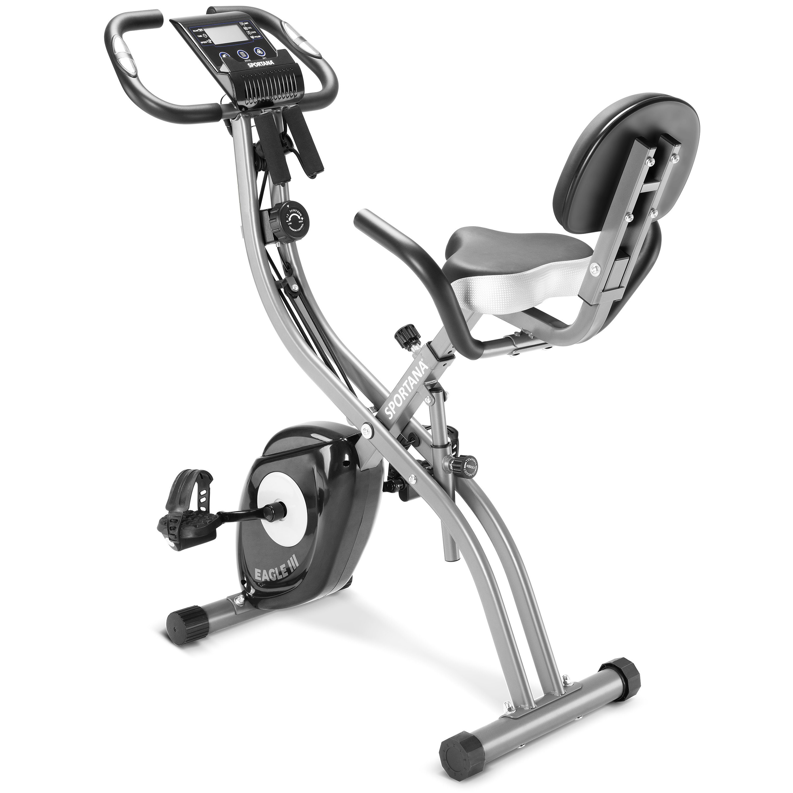 Sportana Heimtrainer, Heimtrainer Eagle 3 klappbar 10 Stufen Pulssensoren 2 Fitnessbänder