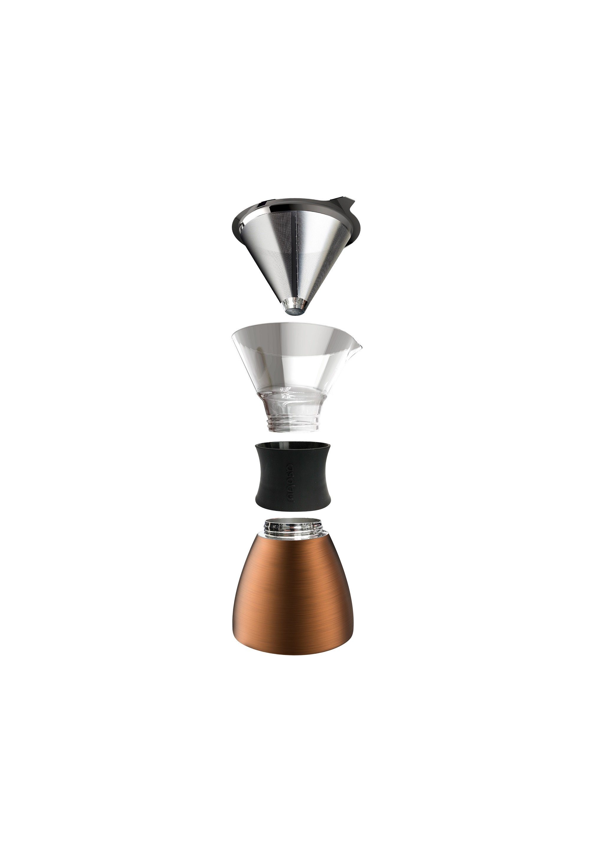 ASOBU Kaffeebereiter PourOver, aus Borosilikatglas und isoliertem Edelstahl