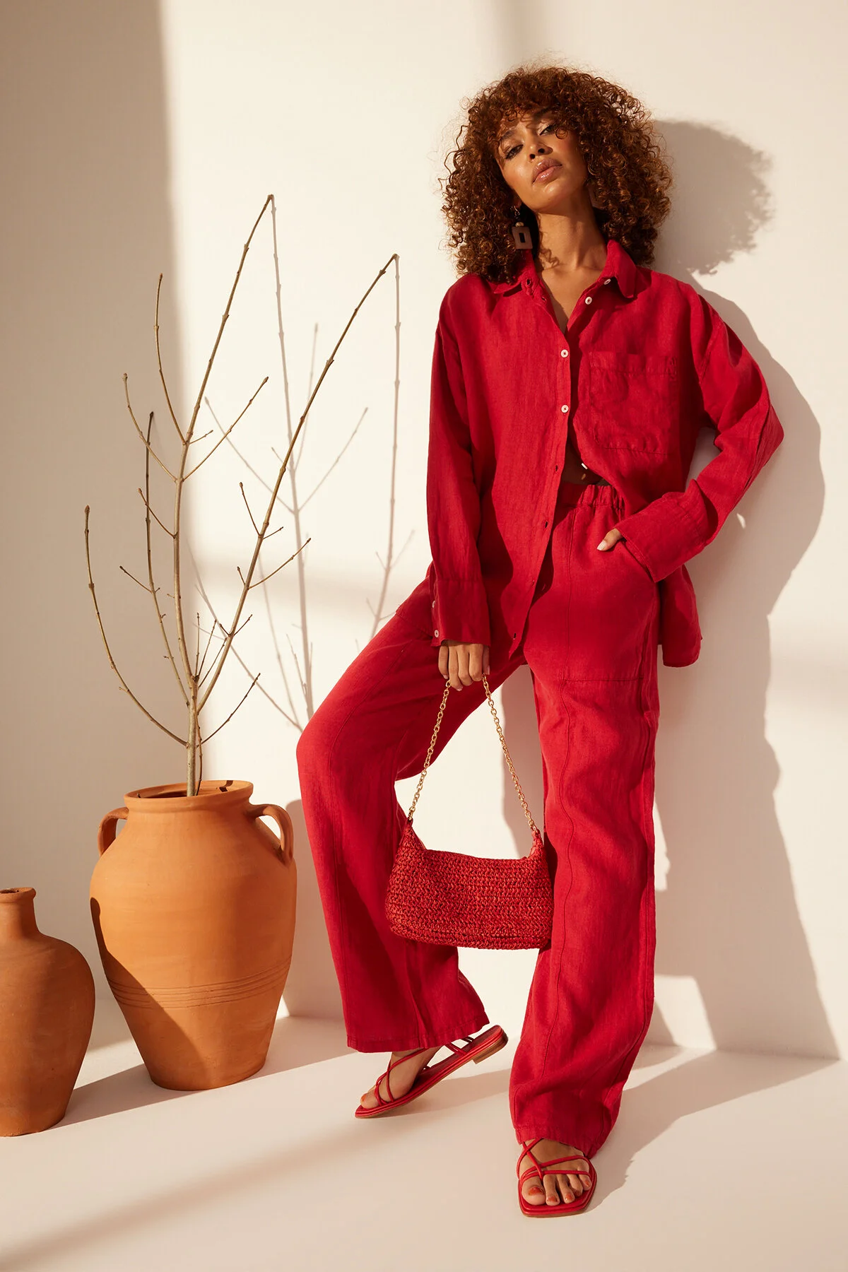 Trendyol Collection  Hemd - Rot - Oversized