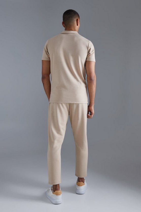 Kurzärmliges Slim-Fit Colorblock Poloshirt mit 1/4 Reißverschluss