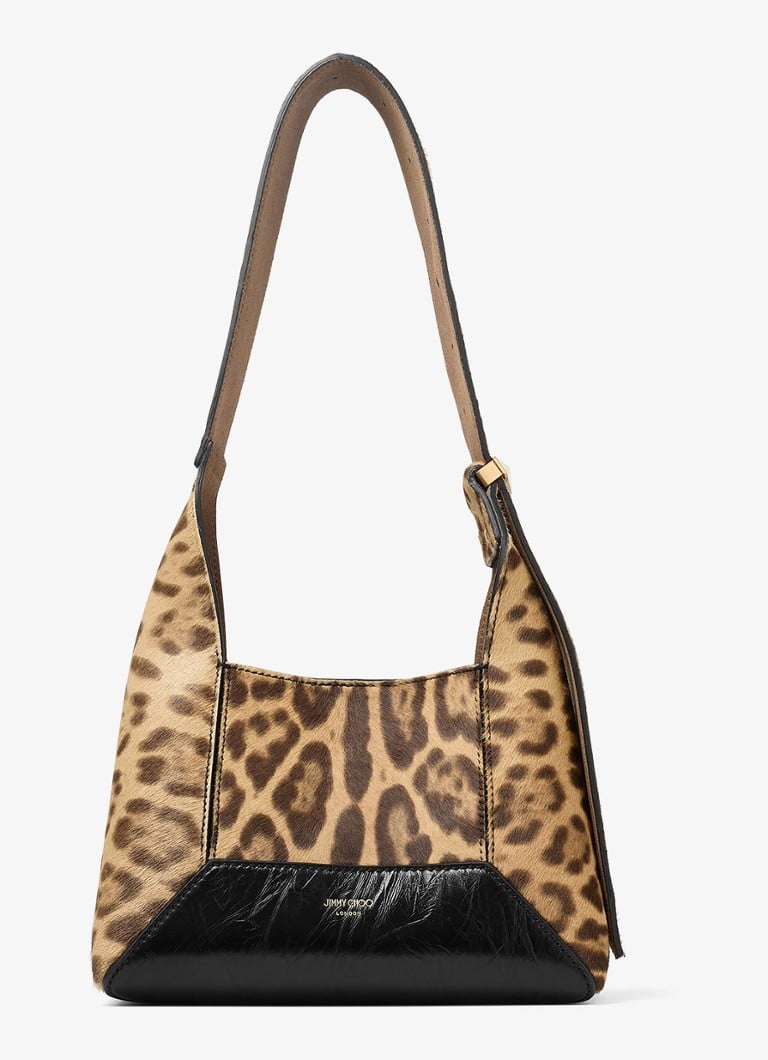 Jimmy Choo Diamond Hobo/S borjúbőr válltáska leopárdmintával