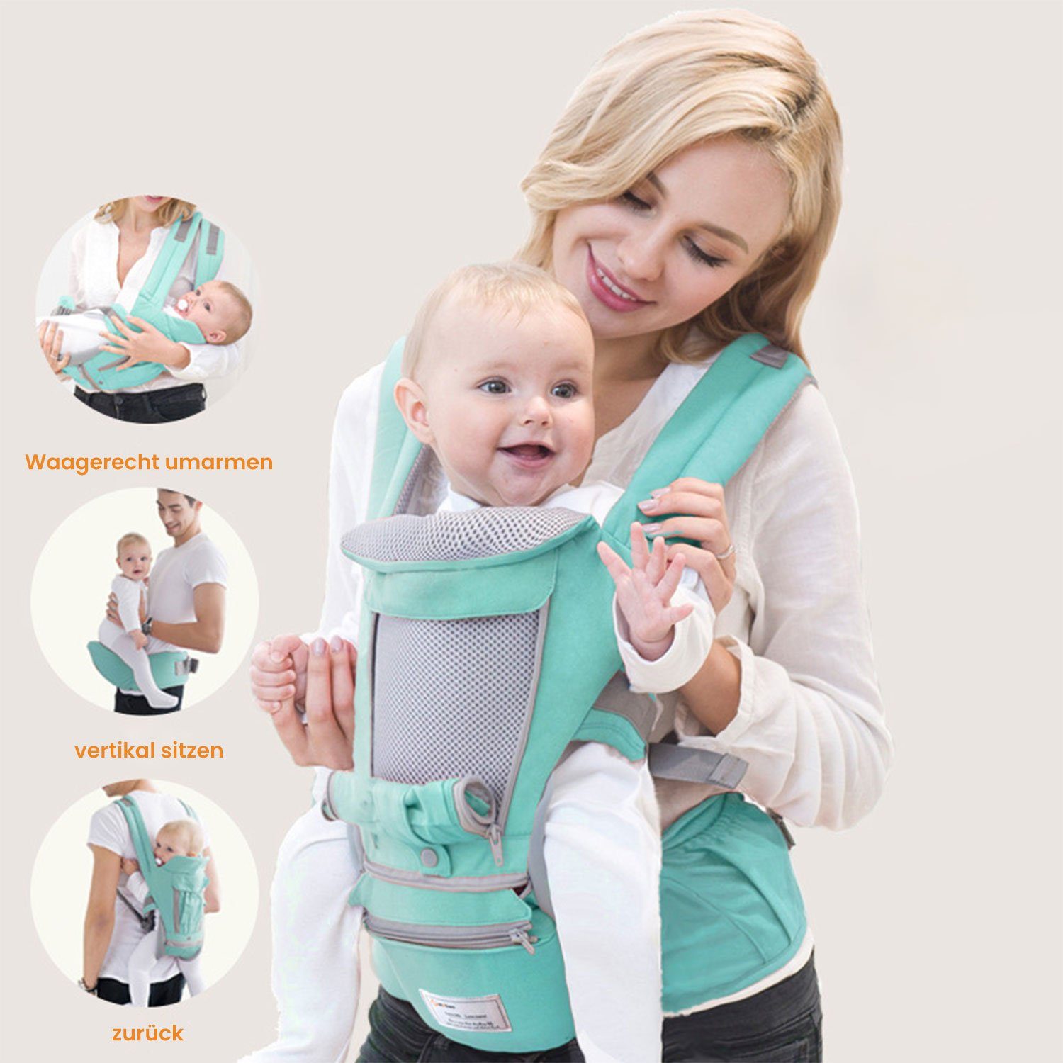 TOPMELON Bauchtrage Fronttrage, Babytrage, Baby-Taillenhocker, atmungsaktiv