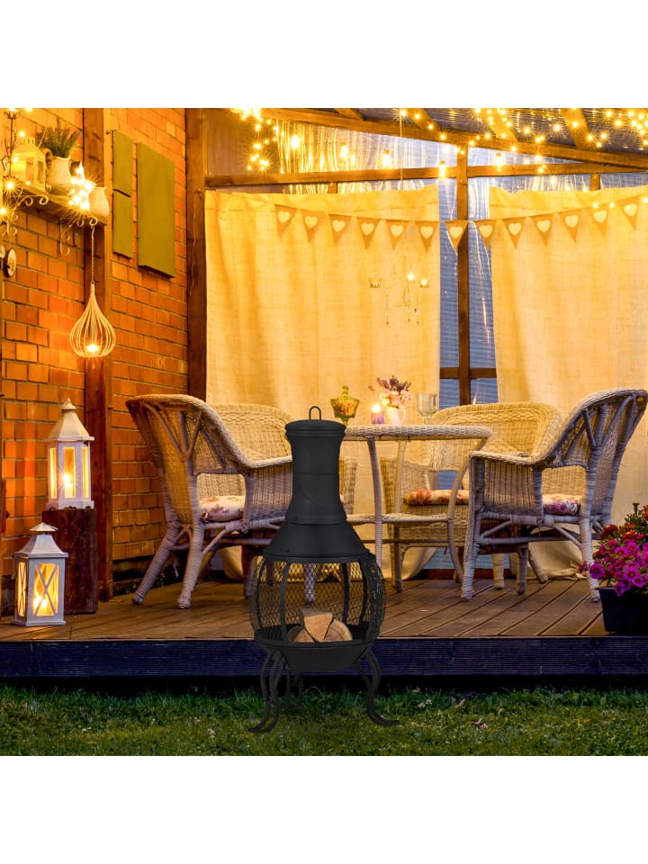 relaxdays Terrassenofen in Schwarz - (H)88 x Ø38 cm günstig kaufen onesize