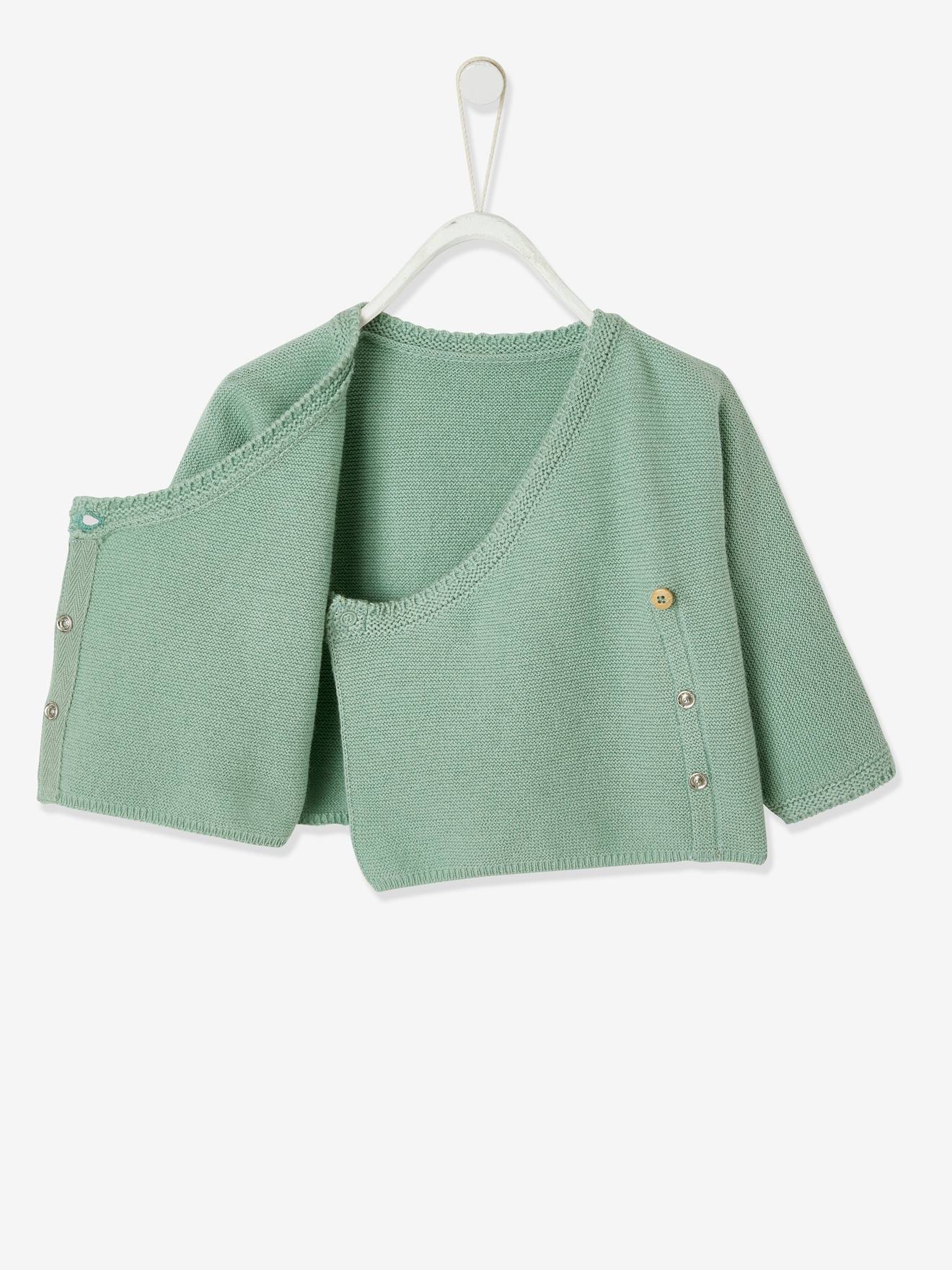 Brassière bébé en coton et laine bleu pale