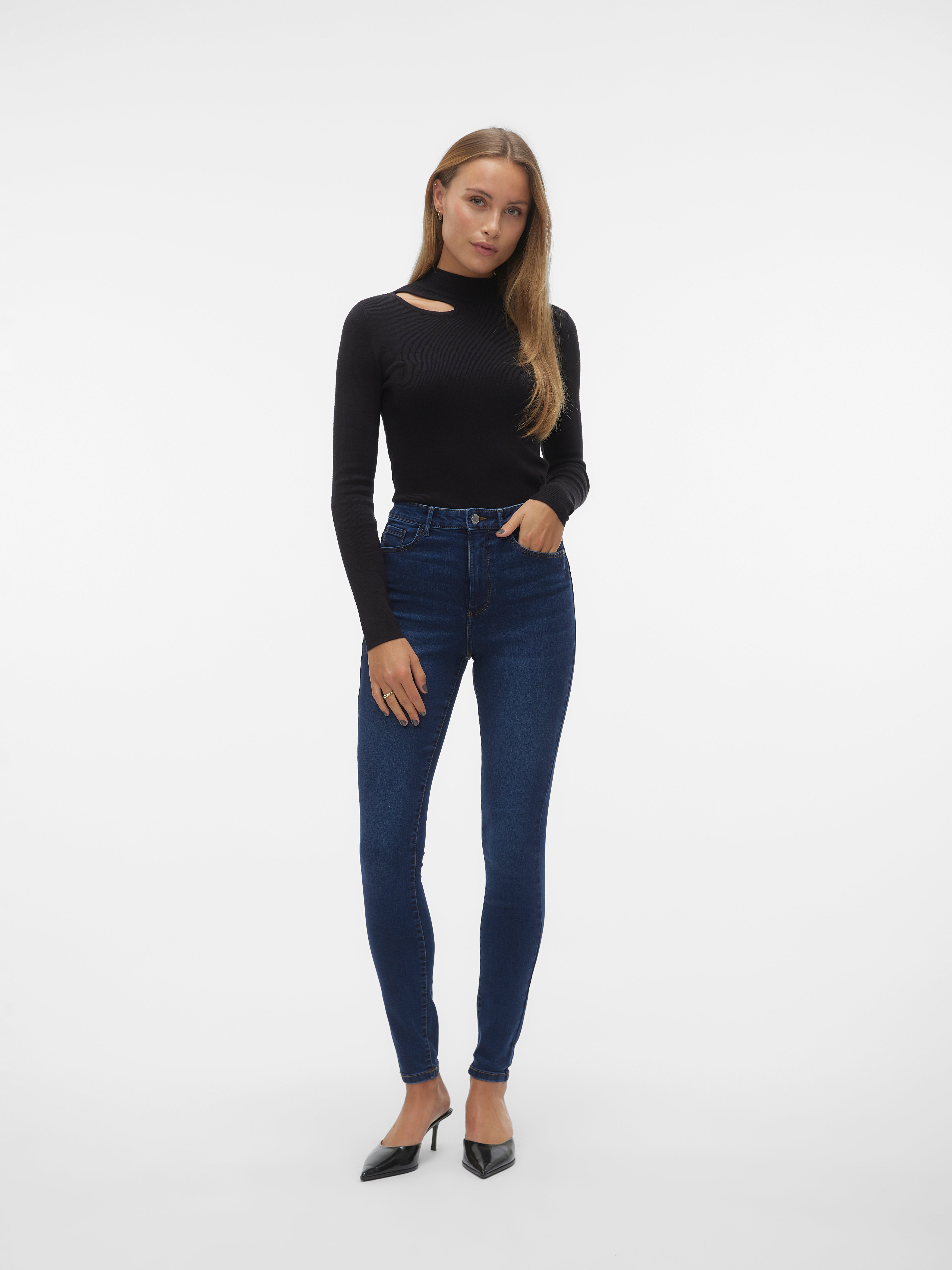 VMSOPHIA Hohe Taille Slim Fit Jeans