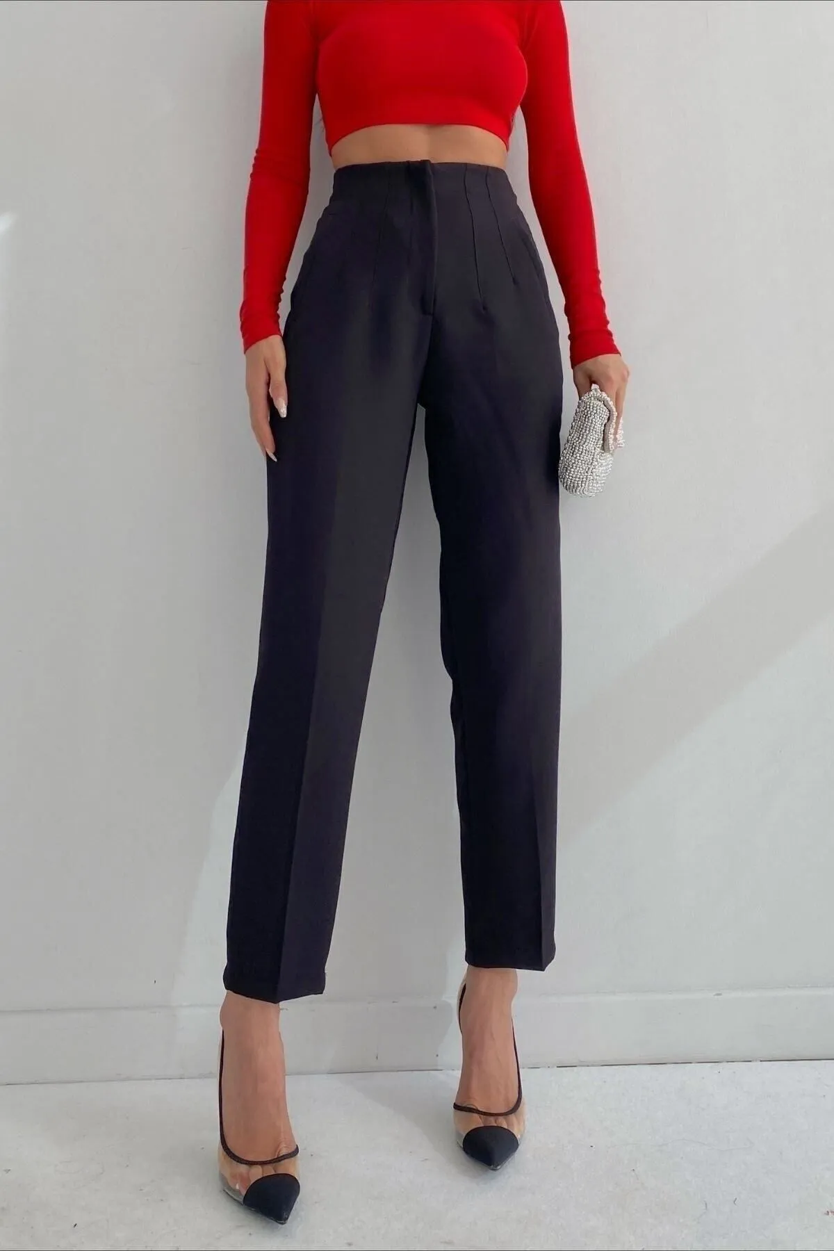 mymoda  Taillenfalten-Pfeilhose mit hoher Taille