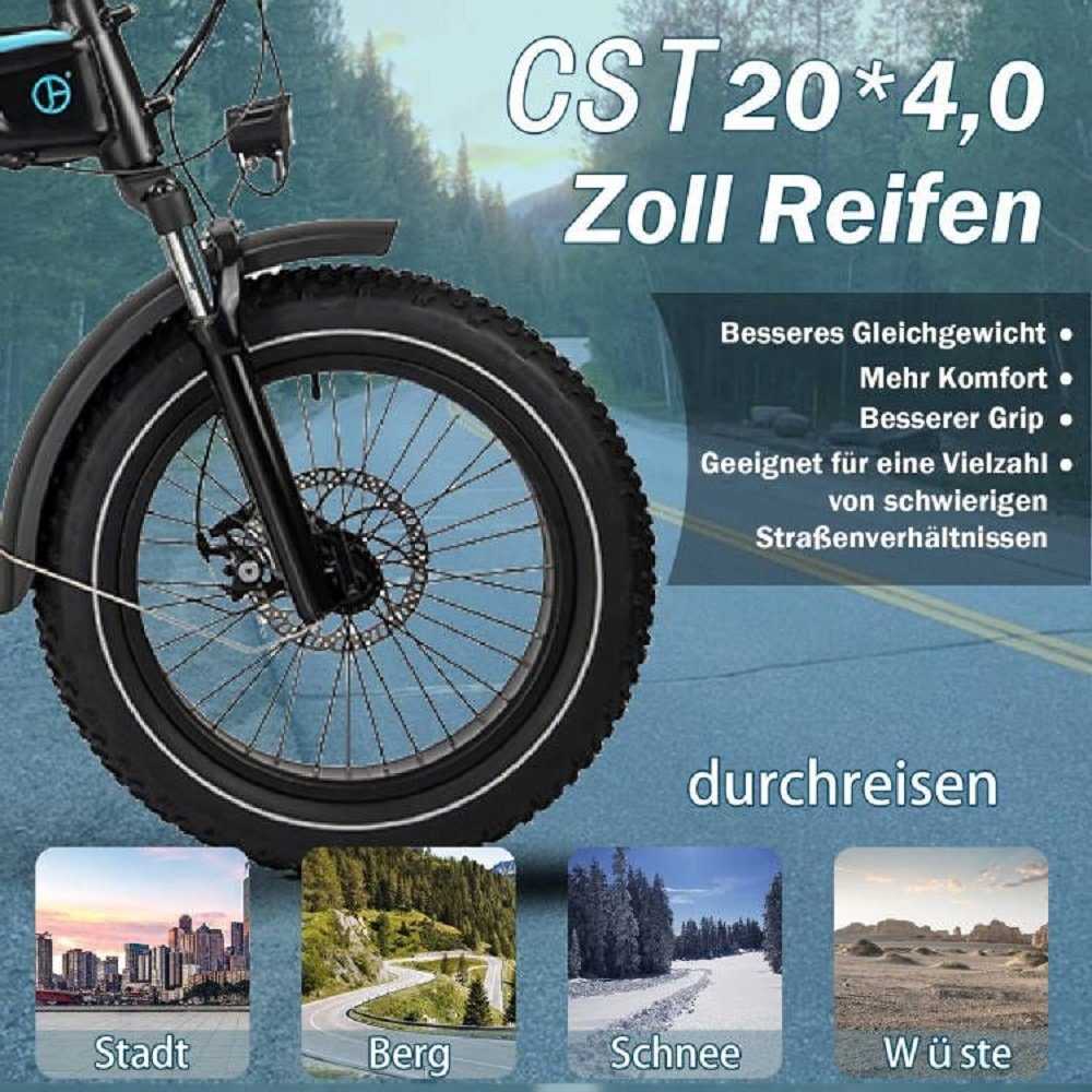 JOBOBIKE E-Bike MTB N46 Eddy Klapprad ebike sale 20 Zoll E-Klapprad mit 250W Heckmotor, 7 Gang Shimano Shimano Schaltwerk, Kettenschaltung, Heckmotor, 672,00 Wh 48V/14Ah LG Akku, (mit Beleuchtungsset, Akku-Ladegrät, Helme, Handy-Halterung, Schloss),