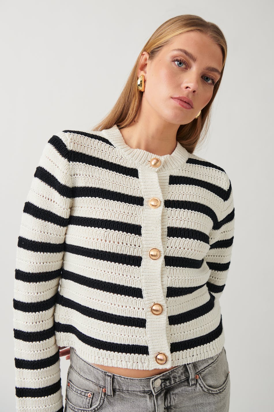 Stripe knitted cardigan