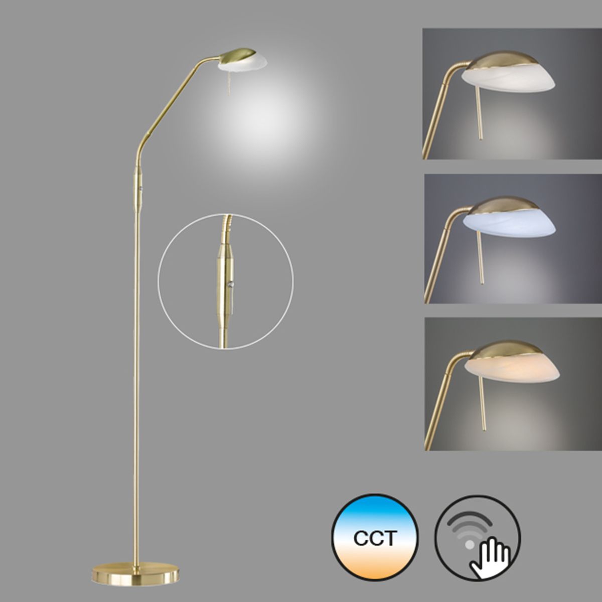 Fischer & Honsel 1-flg LED Stehleuchte Pool-TW messingfarben