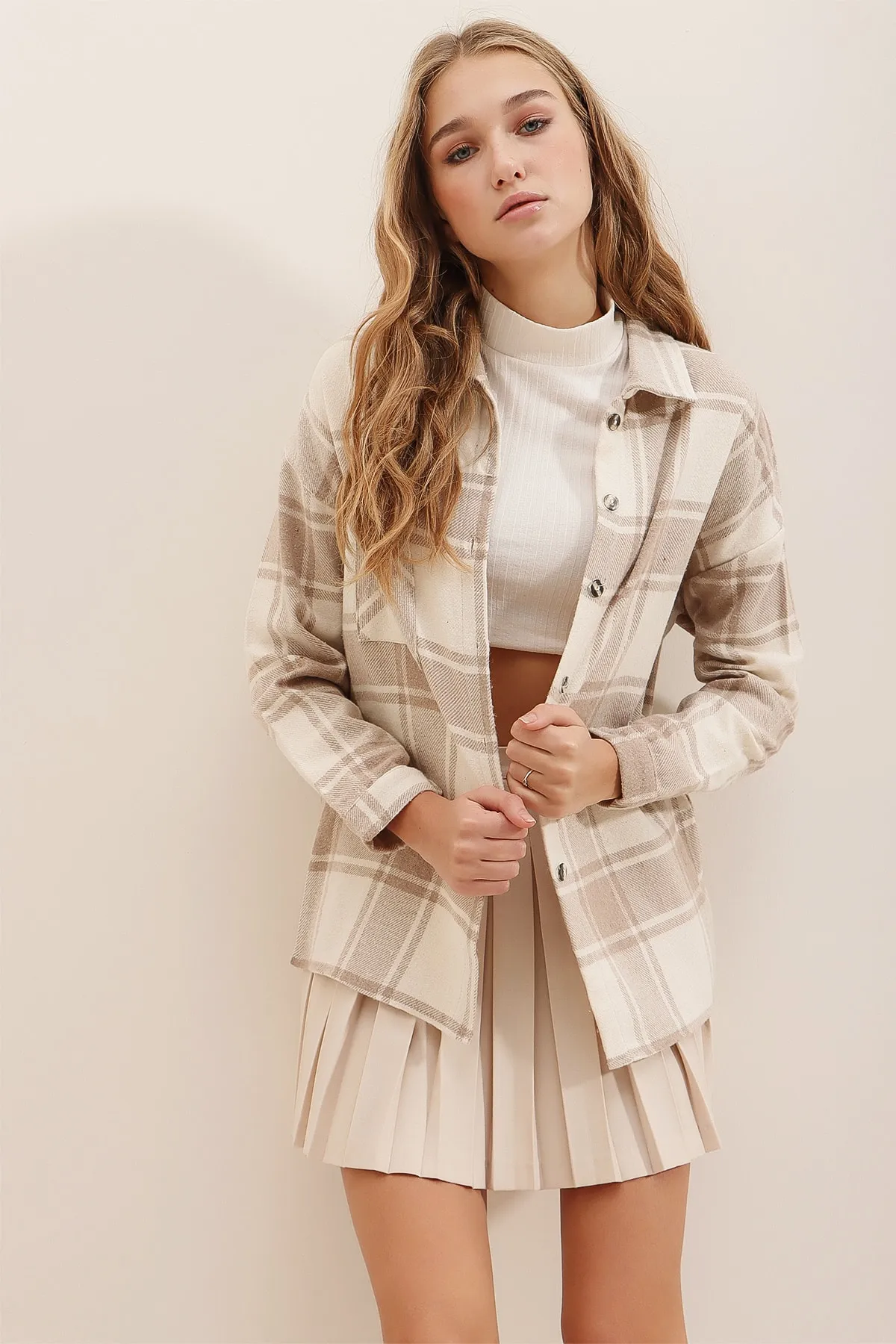 Trend Alaçatı Stili  Hemd - Beige - Oversized