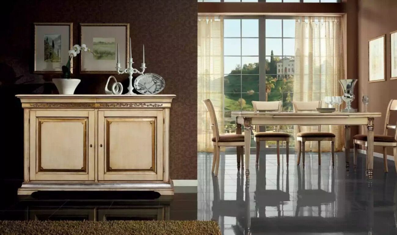 JVmoebel Esszimmer-Set Italienische Stil Esstisch 4x Stühle Tisch Essgarnitur Design 5tlg, (5-St., 1x Esstisch + 4x Stühle), Made in Italy