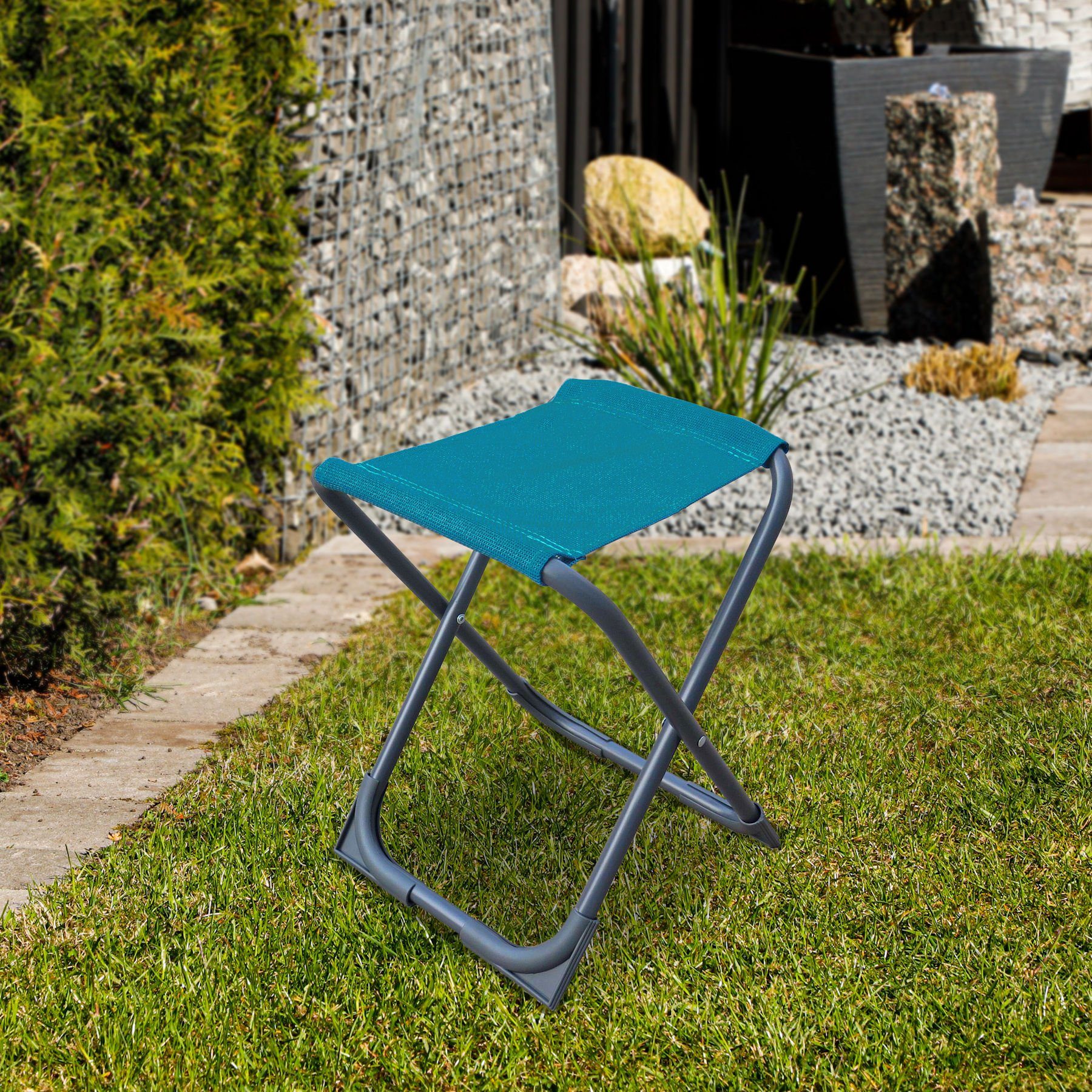 Spetebo Angelhocker Metall Klapphocker petrol grau - 36 x 32 cm