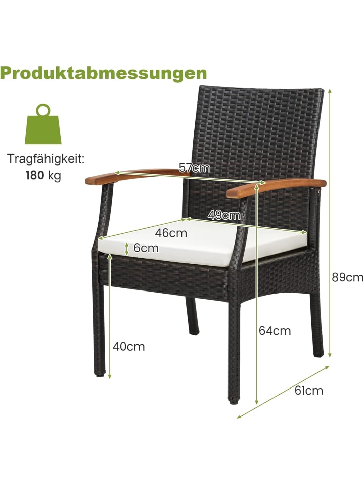 COSTWAY 2er Set Gartenstuhl in Braun günstig kaufen onesize
