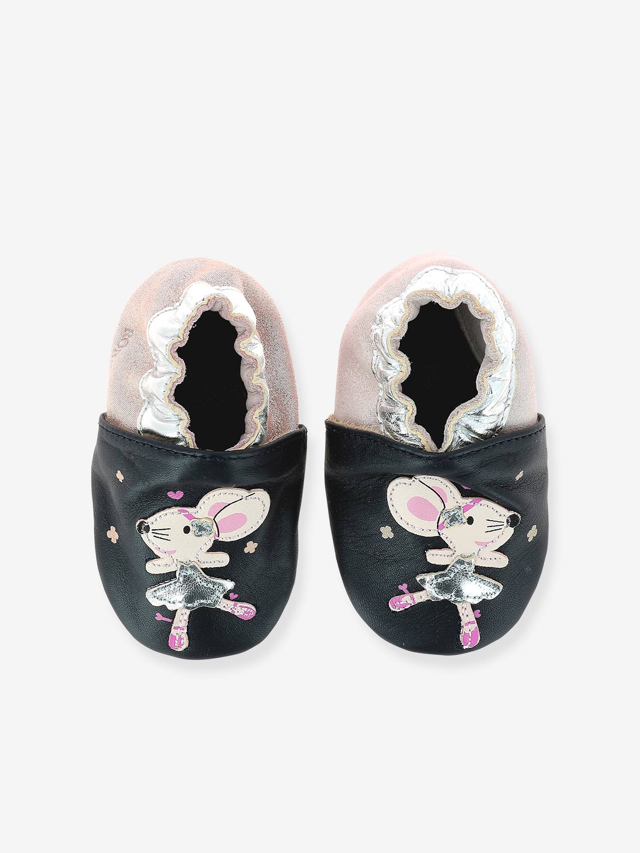 Chaussons cuir souple bébé Dancing Mouse 890272-10 ROBEEZ© rose