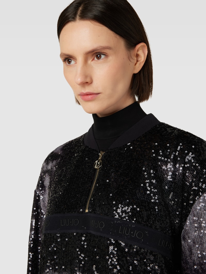 Pullover mit Paillettenbesatz in black