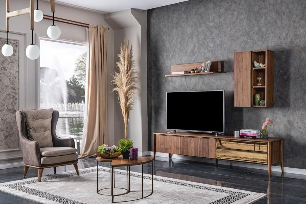 JVmoebel Wohnzimmer-Set rtv Lowboard Wohnzimmer Set tv Ständer Sideboard Regale Wohnwand, (3-St)