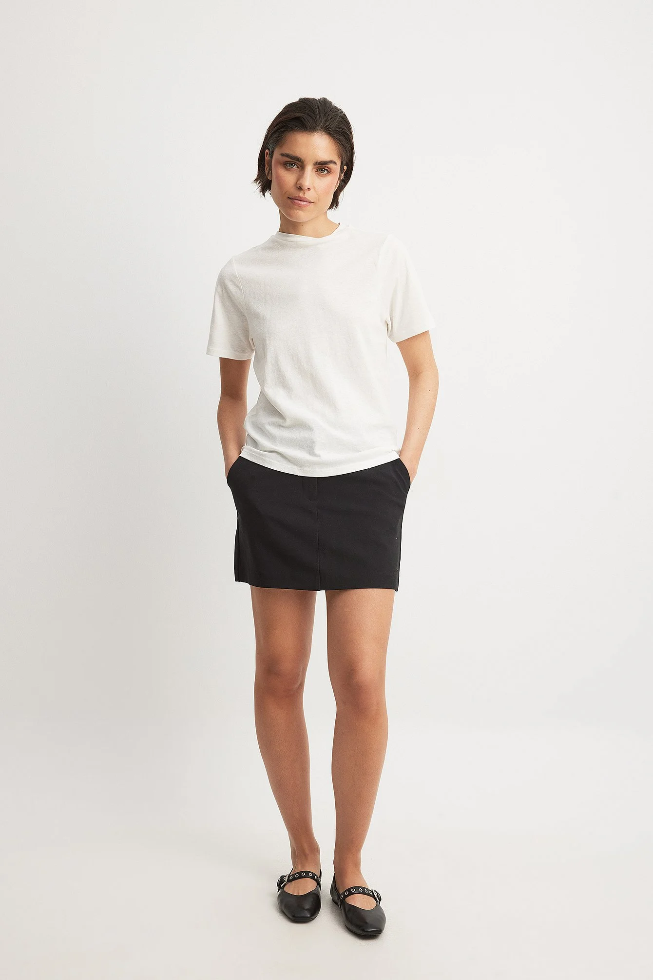 T-Shirt aus Leinenmischung mit rundem Kragen