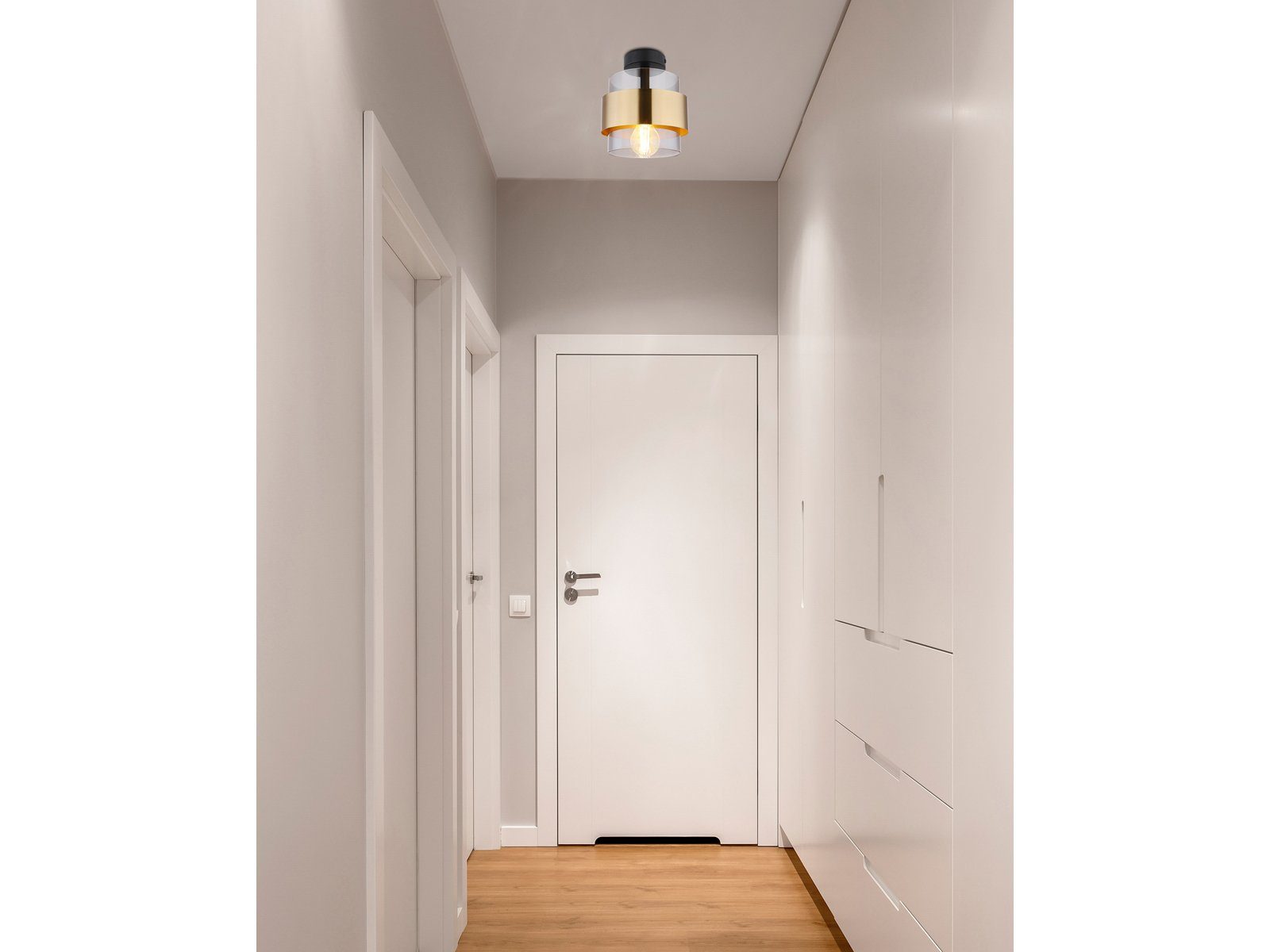 meineWunschleuchte LED Deckenleuchte, Leuchtmittel stufenweise über Wandschalter dimmbar, LED wechselbar, warmweiß, klein-e ausgefallen-e stylische Designer-lampe Rauchglas Gold, Ø18cm