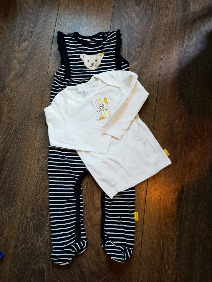 Steiff 2tlg. Outfit in Schwarz/ Weiß günstig kaufen 86
