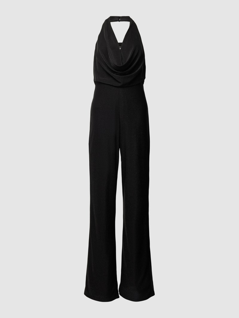 Jumpsuit mit Wasserfall-Ausschnitt in schwarz