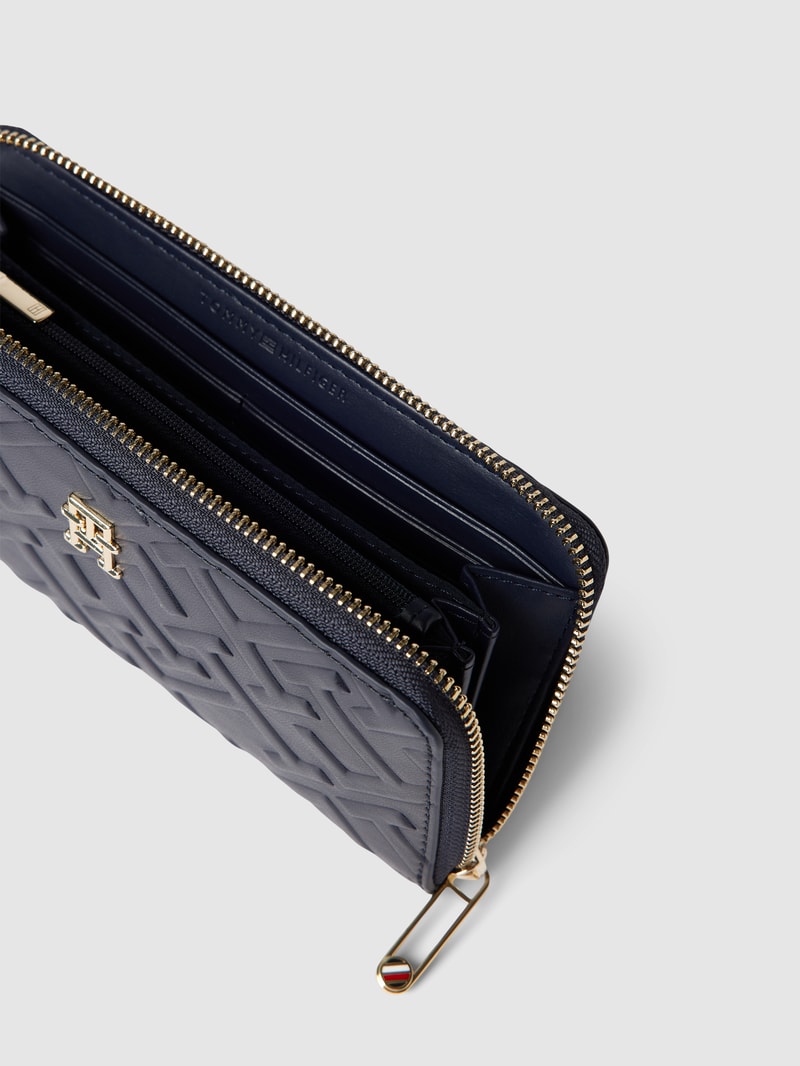 Portemonnaie mit Allover-Logo Modell 'ICONIC' in marineblau