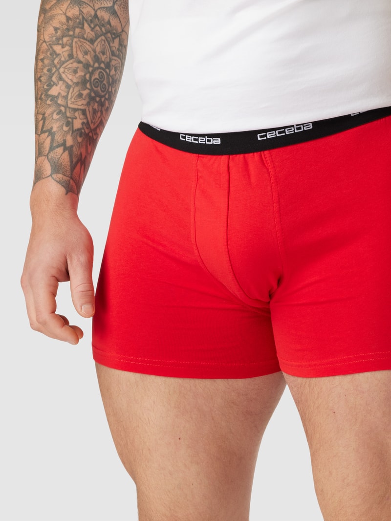 PLUS SIZE Trunks mit elastischem Logo-Bund im 2er-Pack in rot