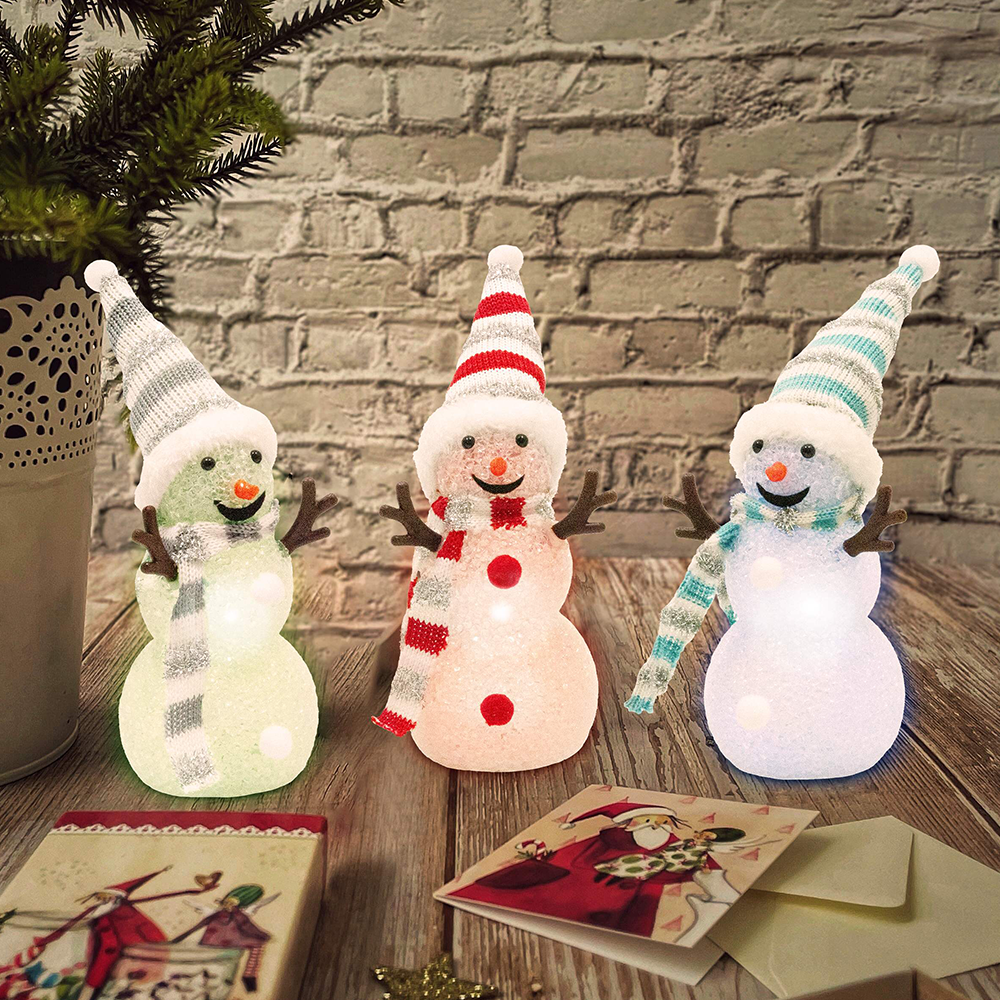 I-Glow LED-Schneeballfiguren - 3er-Pack, Bunt