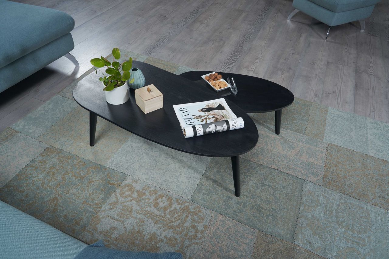 Skyport WOHNLING Couchtisch 2er Set Nierenform Holz Wohnzimmertisch Beistelltisch Tisch
