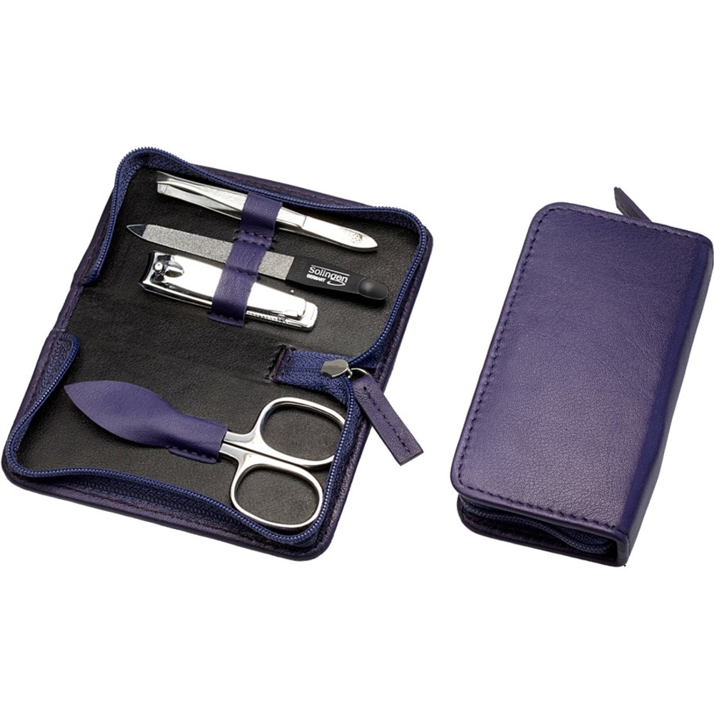 Hans Kniebes Étui de manucure en cuir Nappa 4 pièces Kit de soins pour les ongles