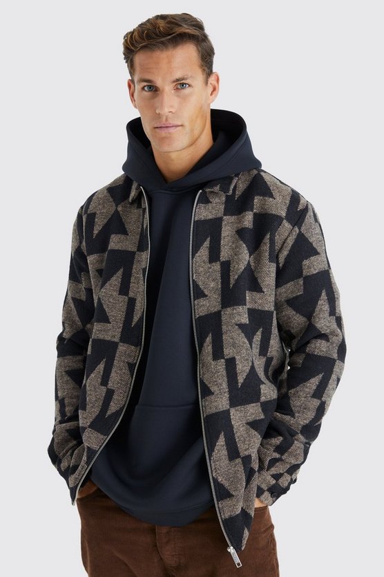Tall gemustertes Overshirt mit Reißverschluss