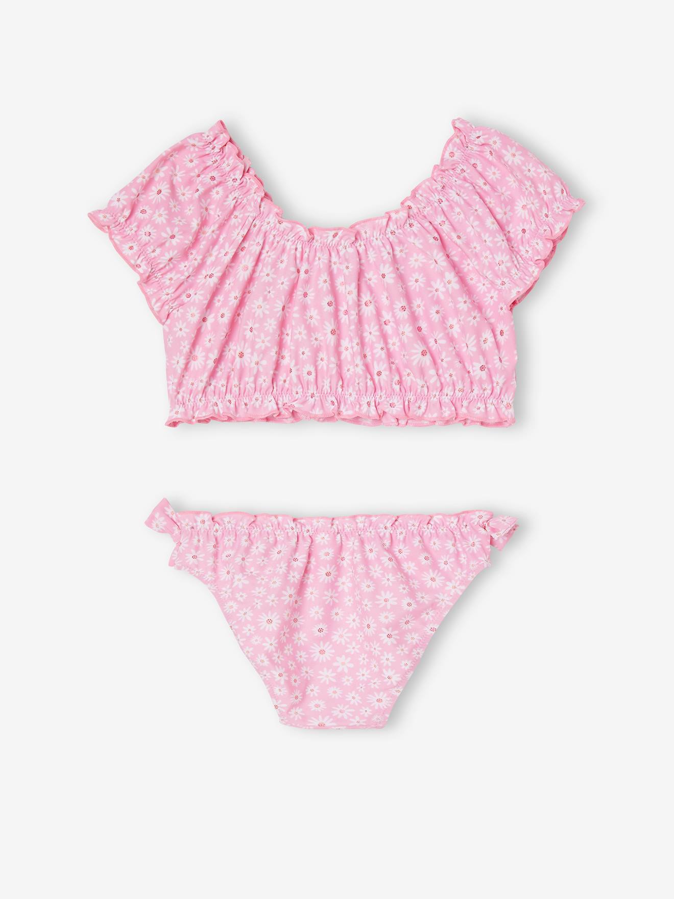 Vertbaudet Mädchen Bikini, Blumen Oeko-Tex - rosa