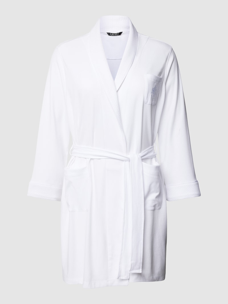 Bademantel mit Label-Stitching in weiß
