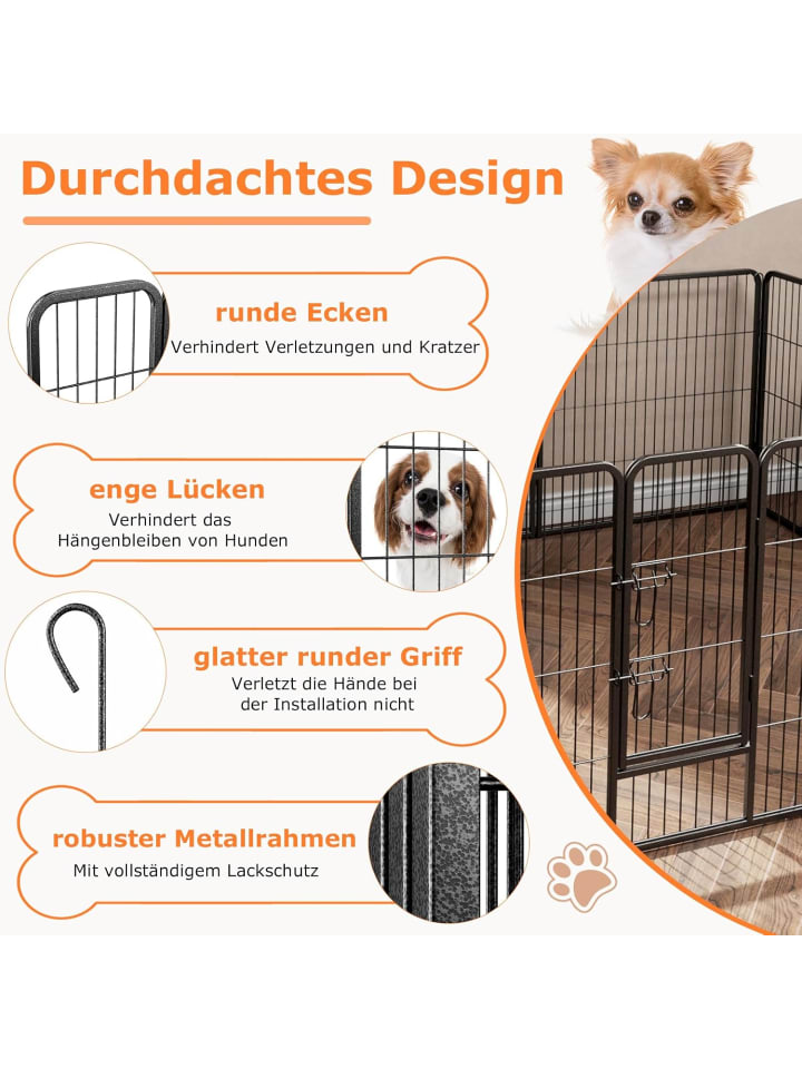 COSTWAY 8 tlg. Welpenauslauf 80cm hoch in Schwarz günstig kaufen onesize