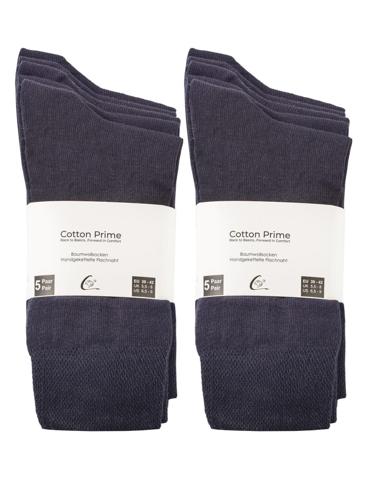 Cotton Prime® 10 Paar Unisex Socken Baumwollsocken - Back to Basic in marineblau günstig kaufen