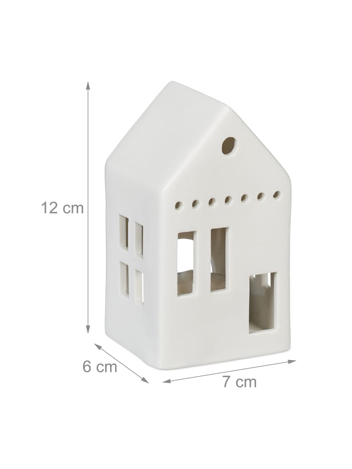relaxdays Teelichthaus in Weiß - (B)7 x (H)12 x (T)6 cm günstig kaufen onesize