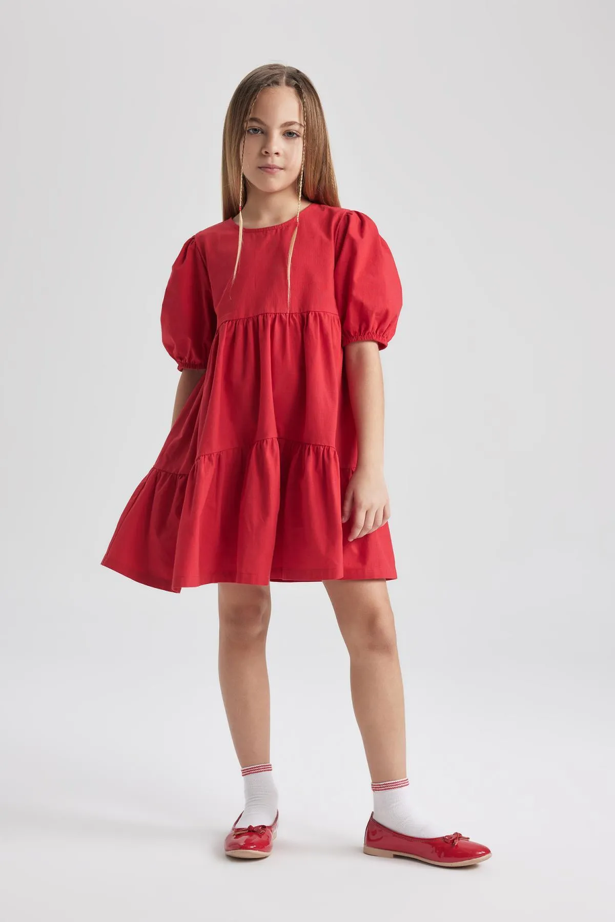 DeFacto  Kurzärmliges rotes Kleid für Mädchen B6927a824sm