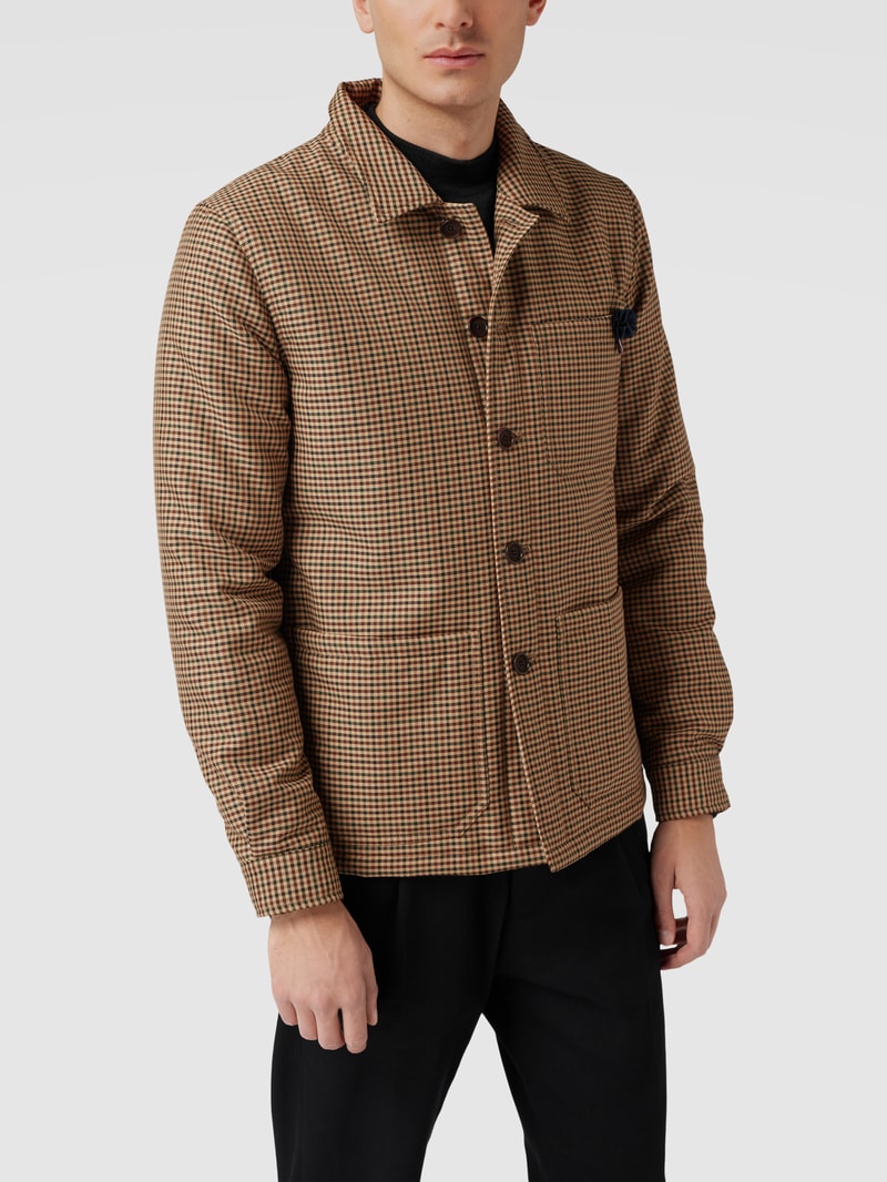 Hemdjacke mit Karomuster Modell 'MAN WORK JACKET' in camel