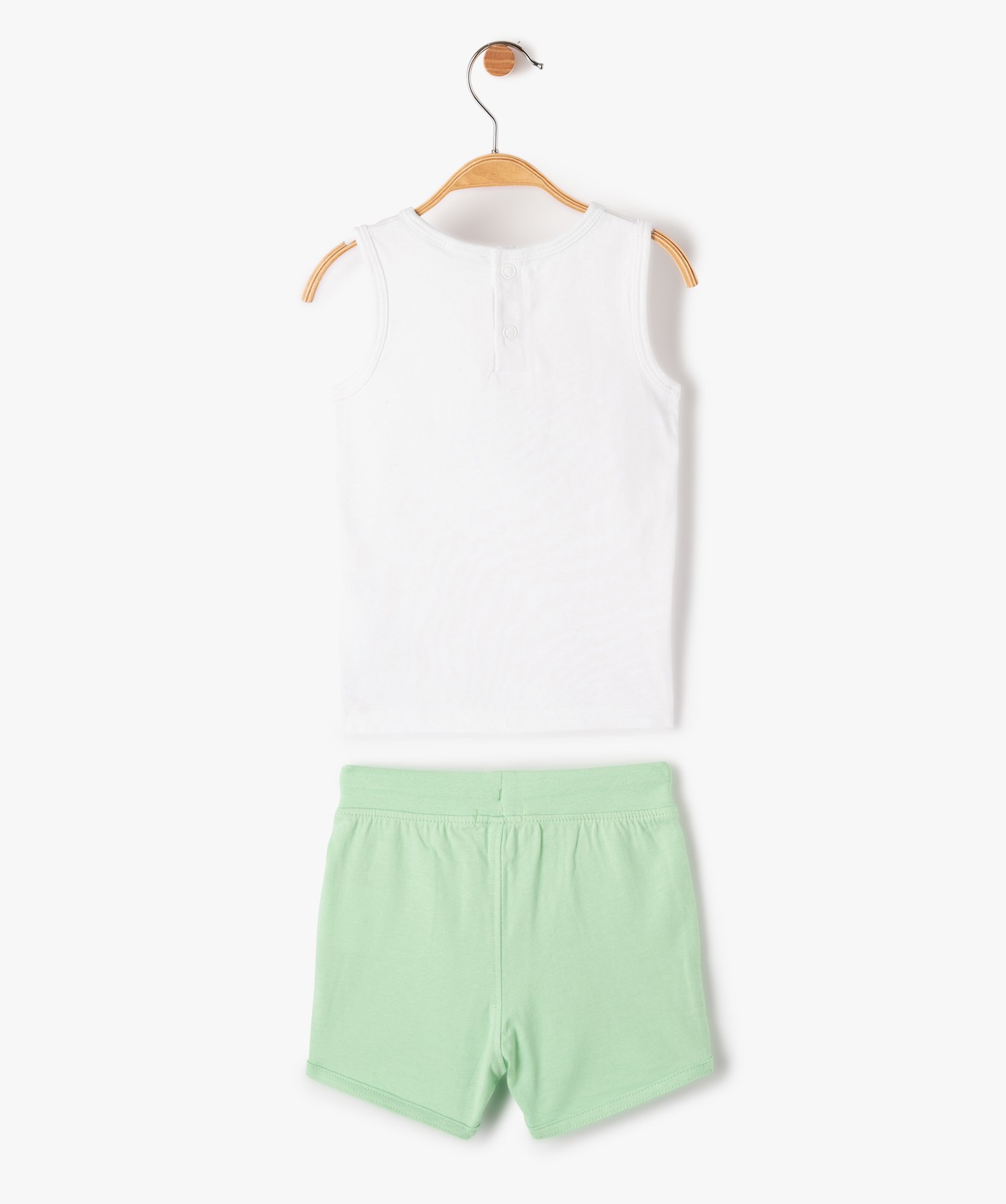 Ensemble bébé fille 2 pièces : short + débardeur imprimés vert clair | GEMO