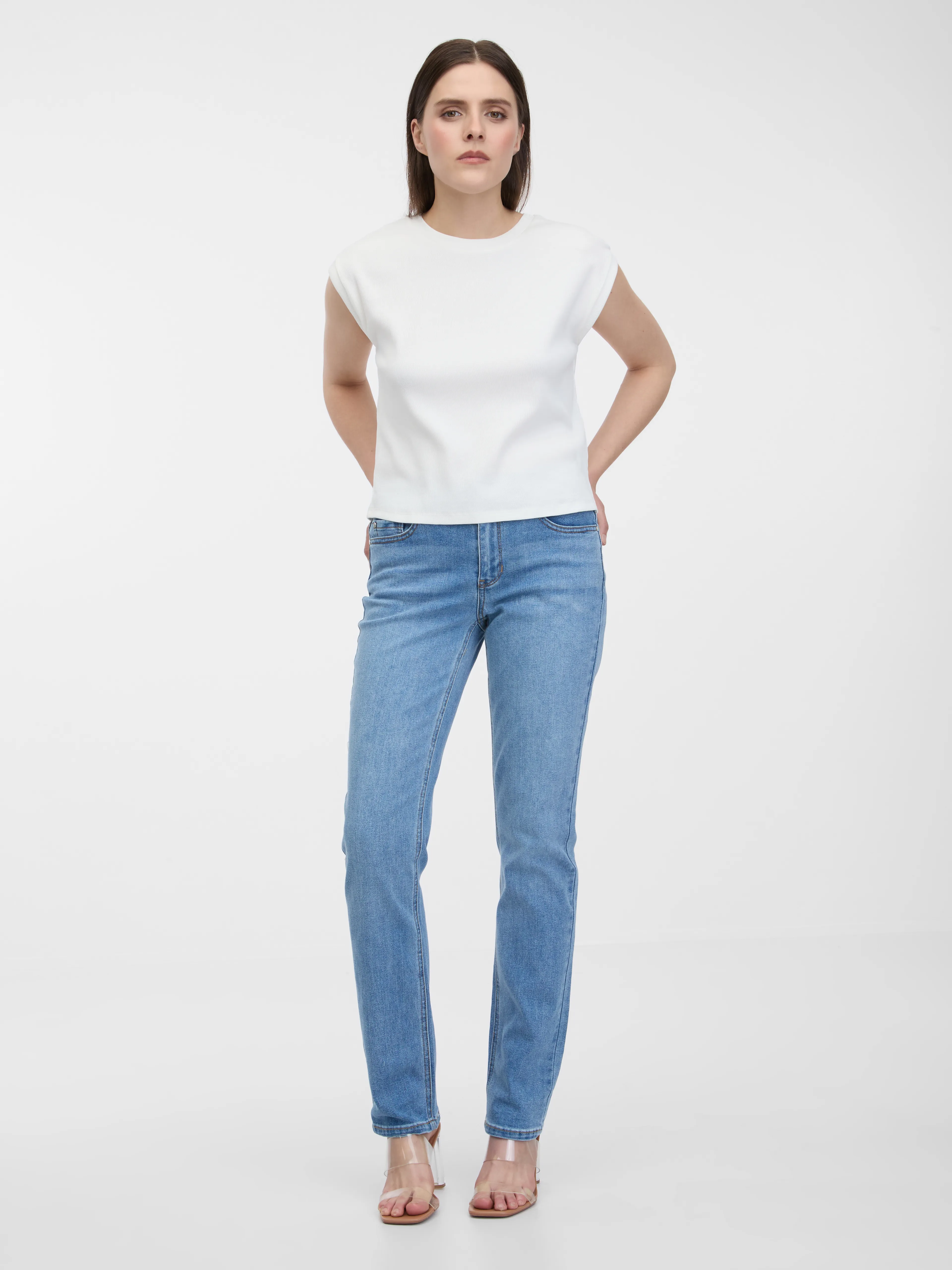 Hellblaue Damenjeans mit gerader Passform ORSAY