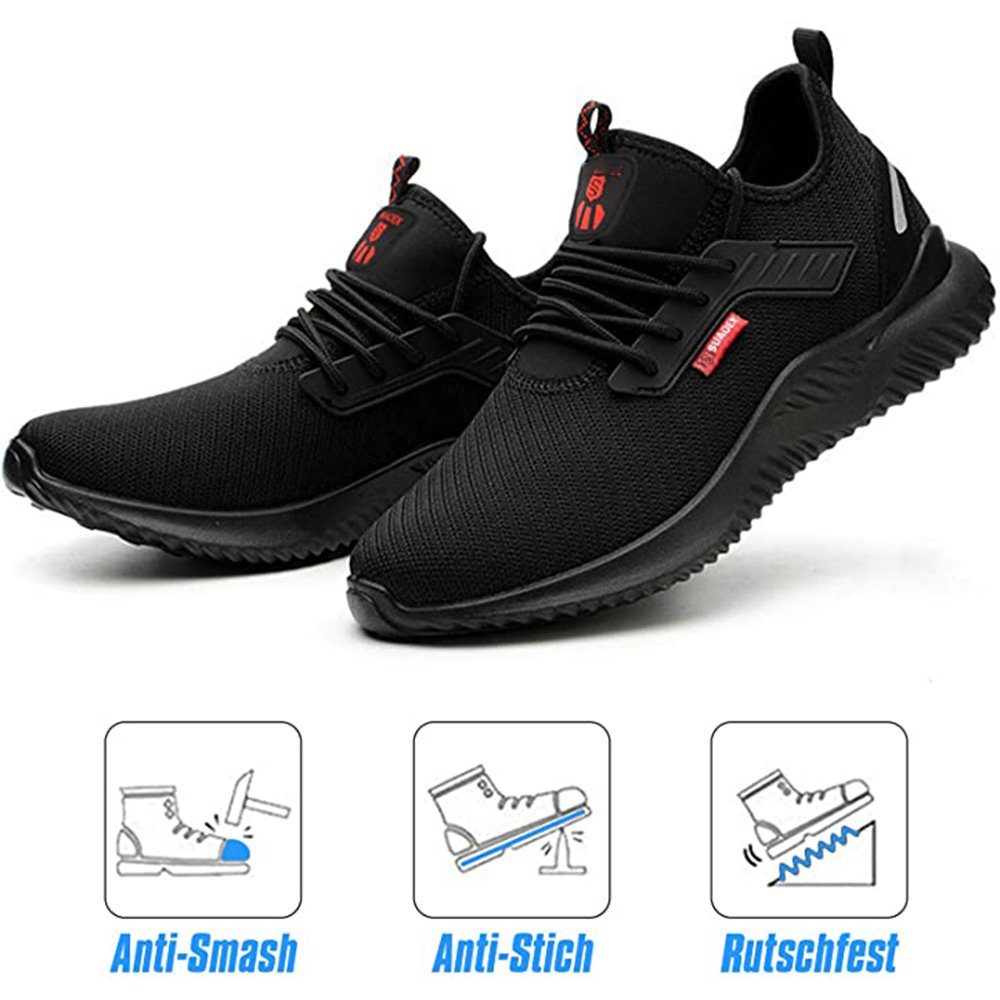 TOPMELON Schutzschuhe Sneaker Stahlkappe Leicht Atmungsaktiv Arbeitsschuh
