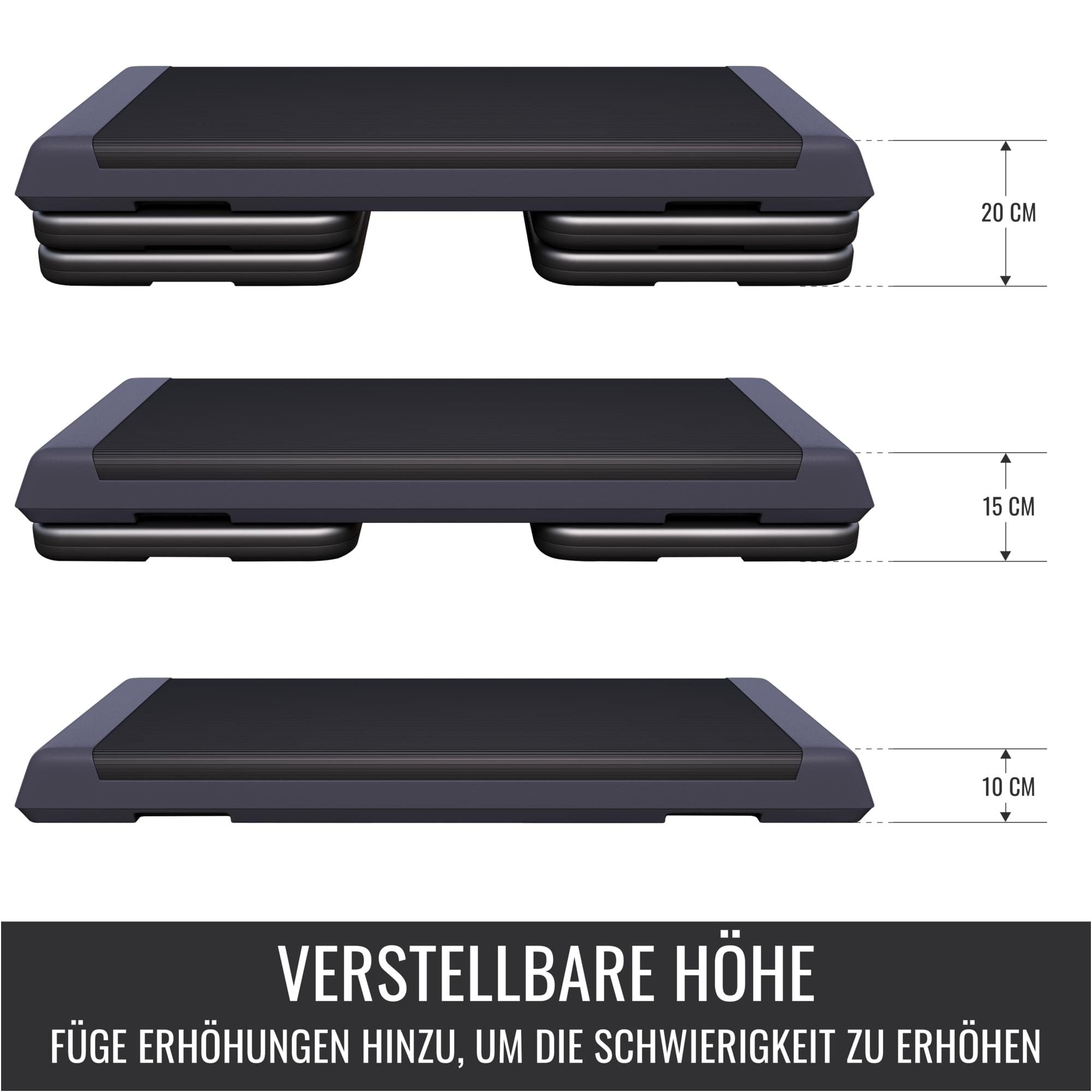 GORILLA SPORTS Stepper Aerobic Steppbrett - mit 3 Stufen Höhenverstellbar, 10/15/20cm (1-tlg)