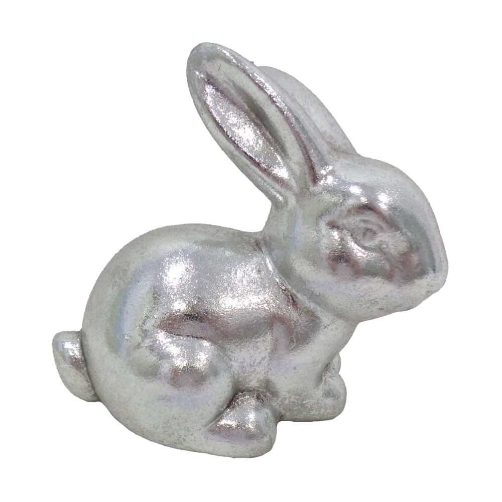 Deko-Hase sitzend silberfarben