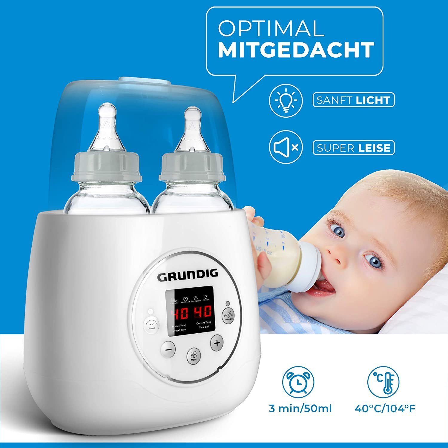Grundig Babyflaschenwärmer Flaschenwärmer 3in1 Funktion