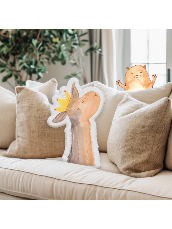 Mr. & Mrs. Panda Kissen Kuscheltier Lamakopf König ohne Spruch in Weiß günstig kaufen