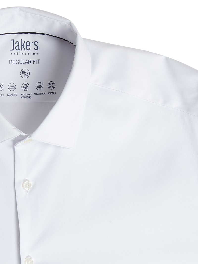 Regular Fit Business-Hemd aus Twill in weiß