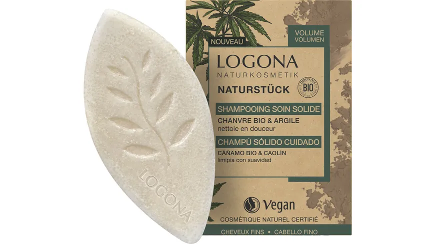 LOGONA Festes Pflegeshampoo Bio-Hanf und Lavaerde 60 g