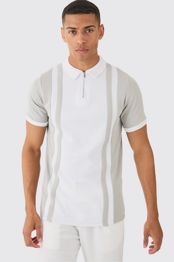 Slim-Fit Poloshirt mit Reißverschluss