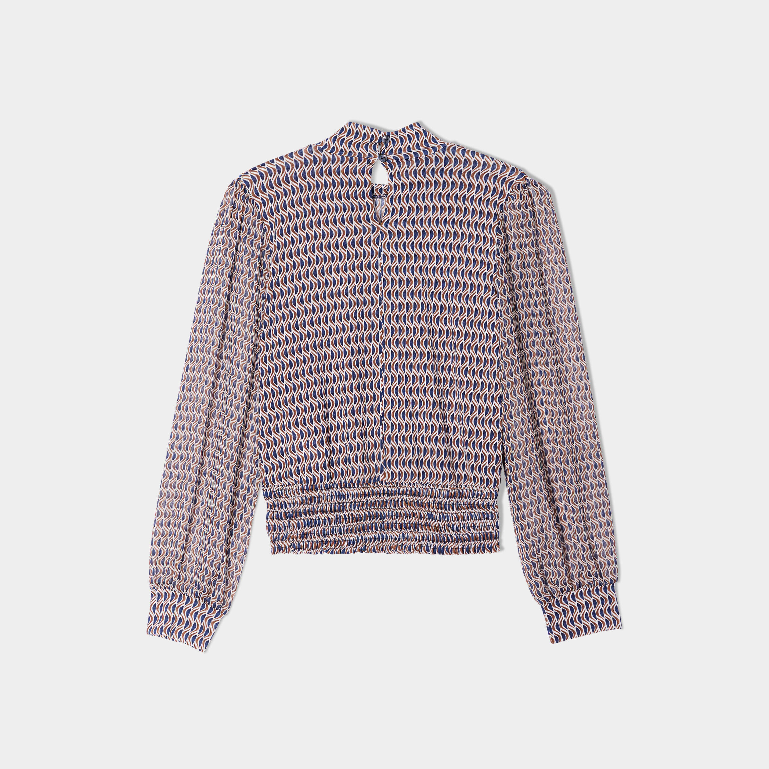 Blouse col montant bleu marine femme | Cache Cache