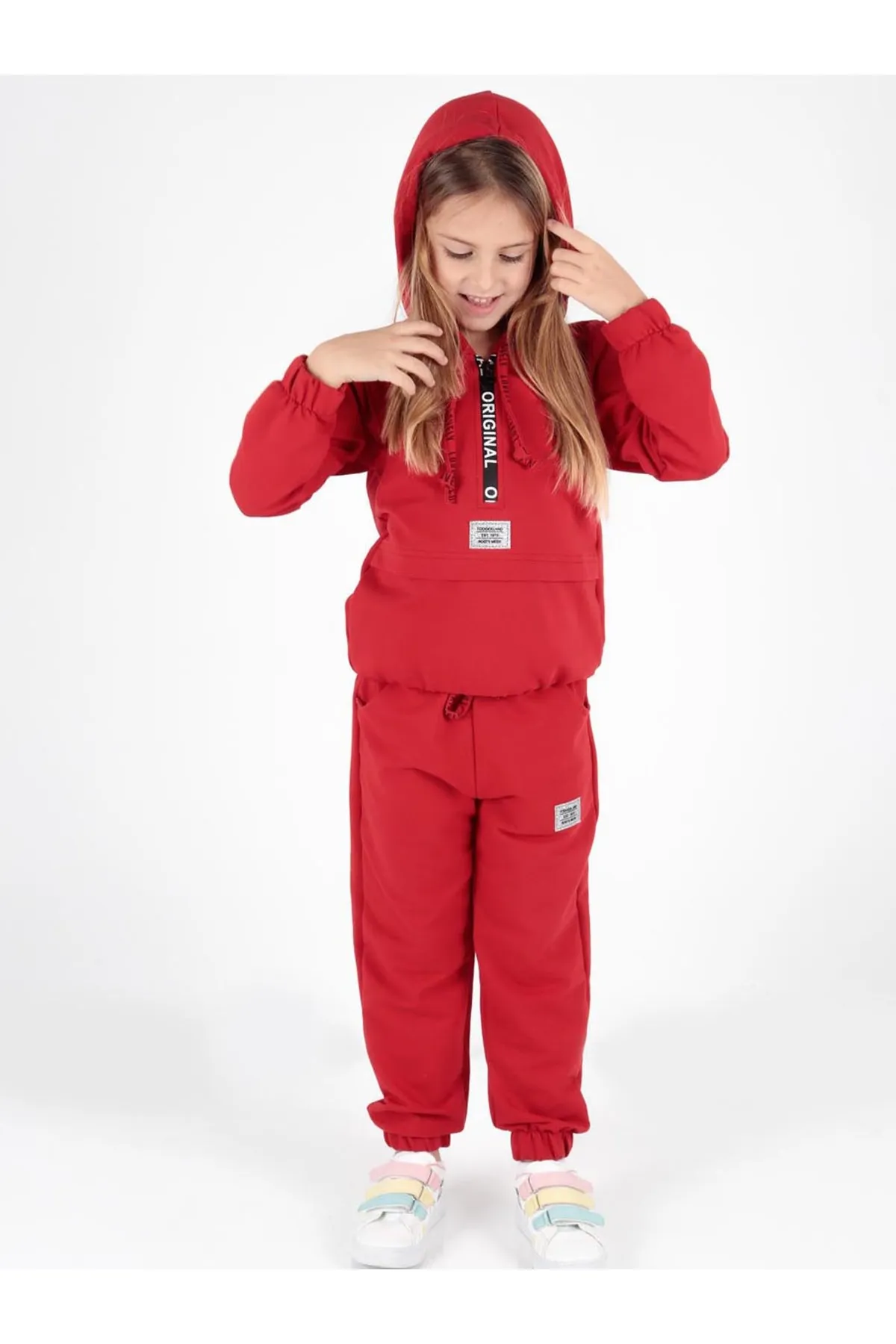 AHENGİM  Junges bedrucktes Trend-Trainingsanzug-Set für Mädchen Ak2233